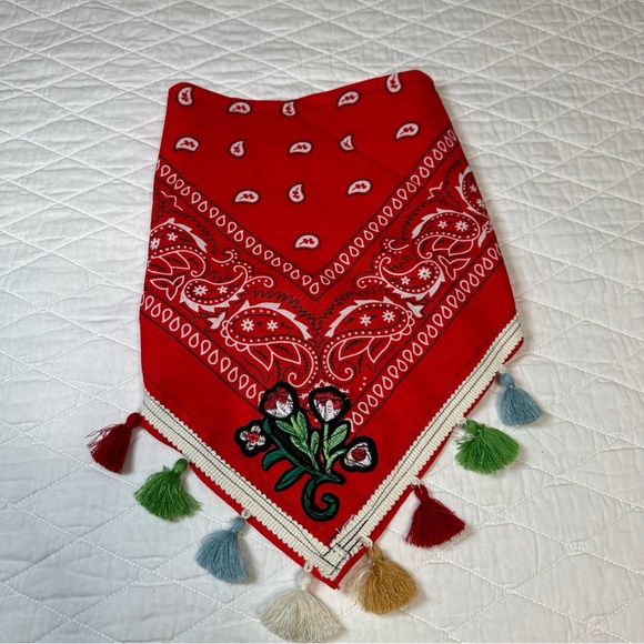 Scarf Bandana Line Dance Cowgirl Neck Head Handmade Embroidery patch Floral Lace - Picture 11 of 11